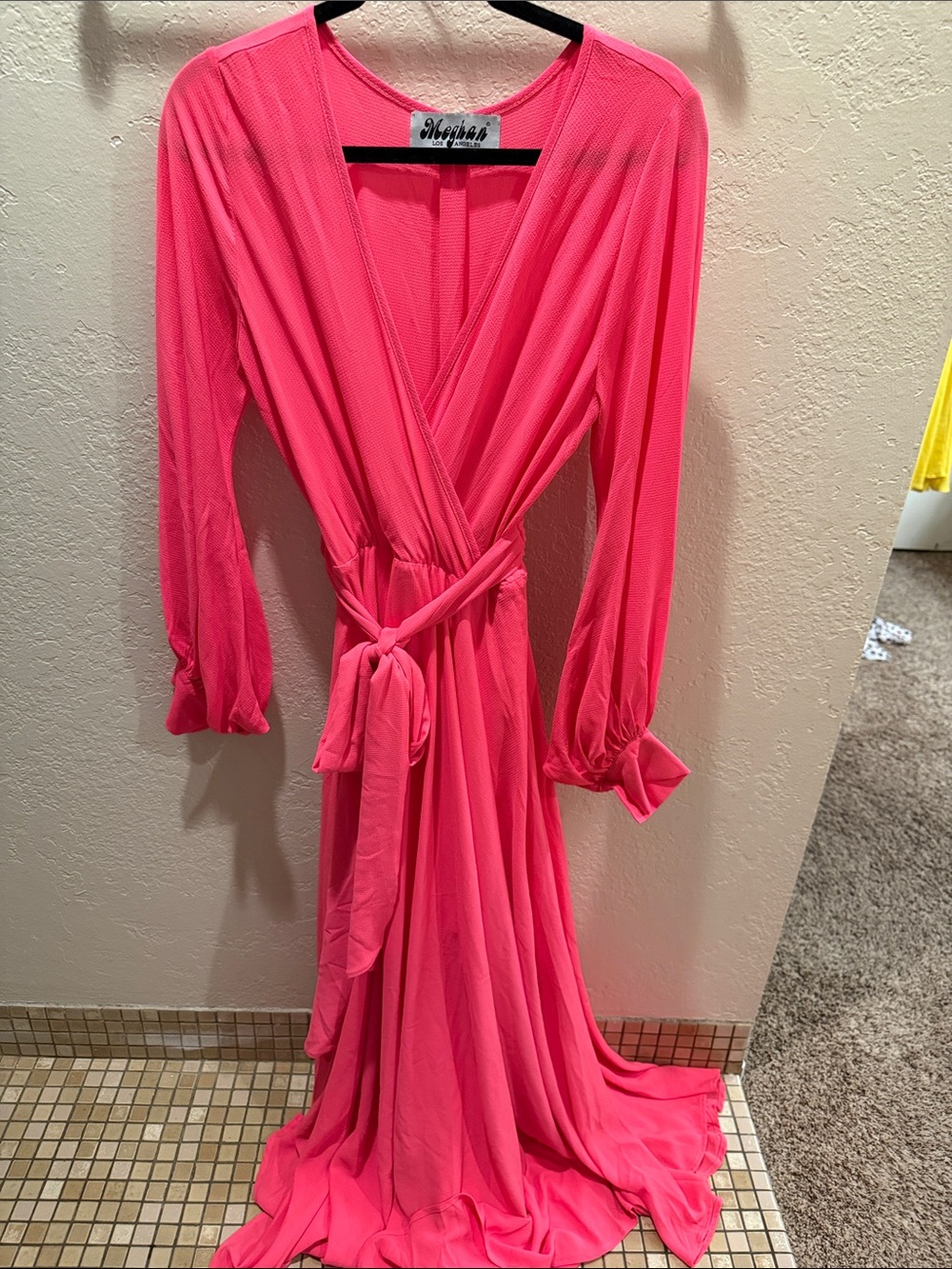 Meghan LA Fuchsia Pink Maxi Wrap Dress